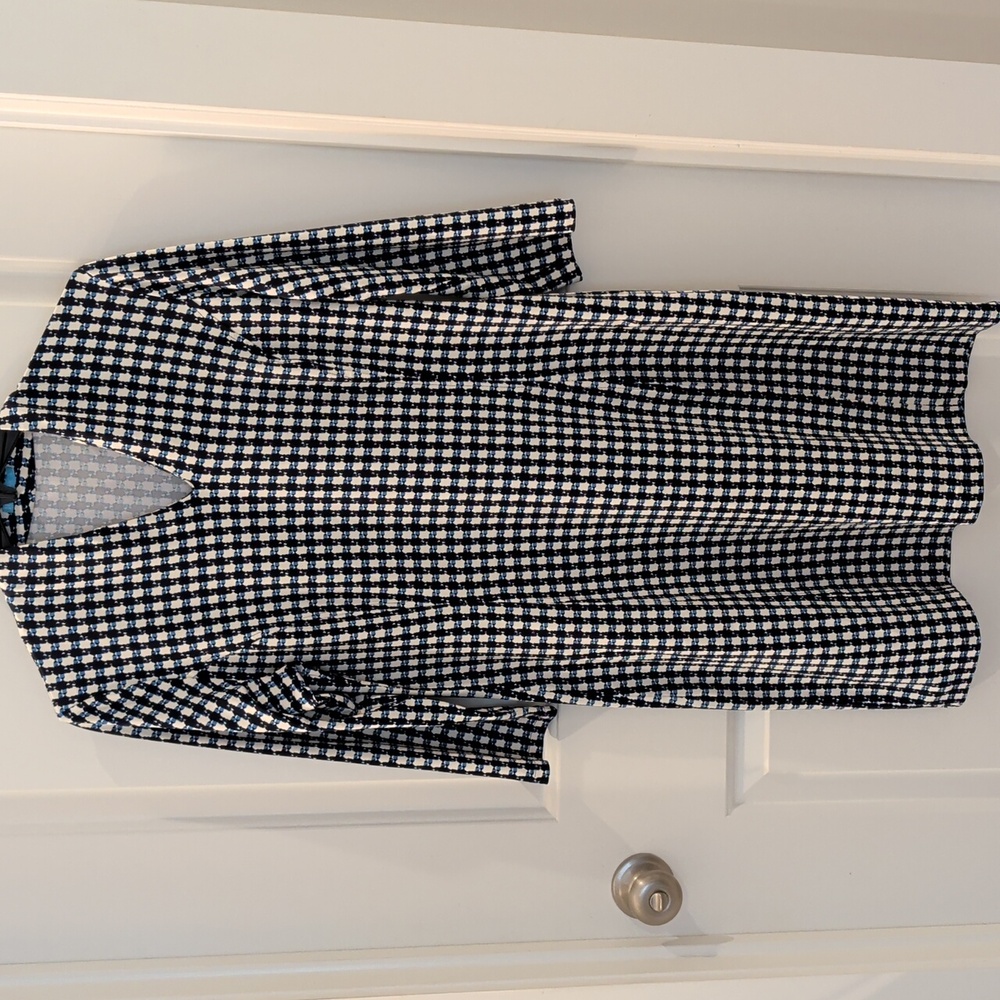 J. McLaughlin Blue and White Checkered Ivana Catalina Cloth Dress